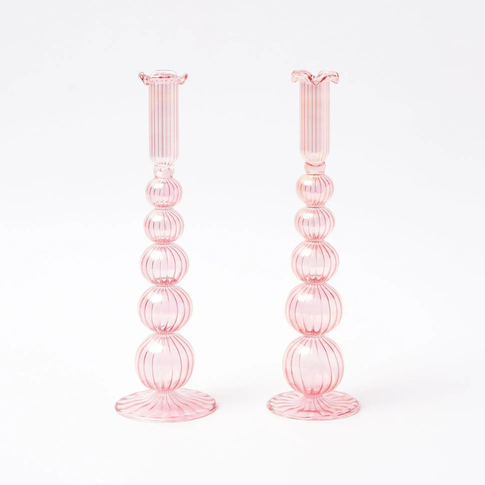 Marguerite Pink Candle Holders (Pair)