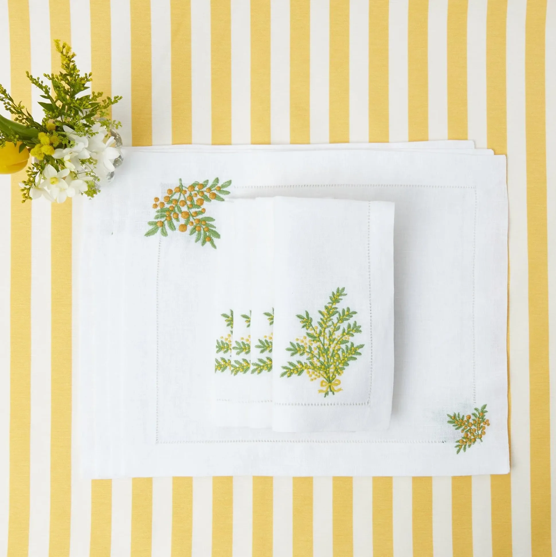 Mimosa White Linen Placemats (Set Of 4)