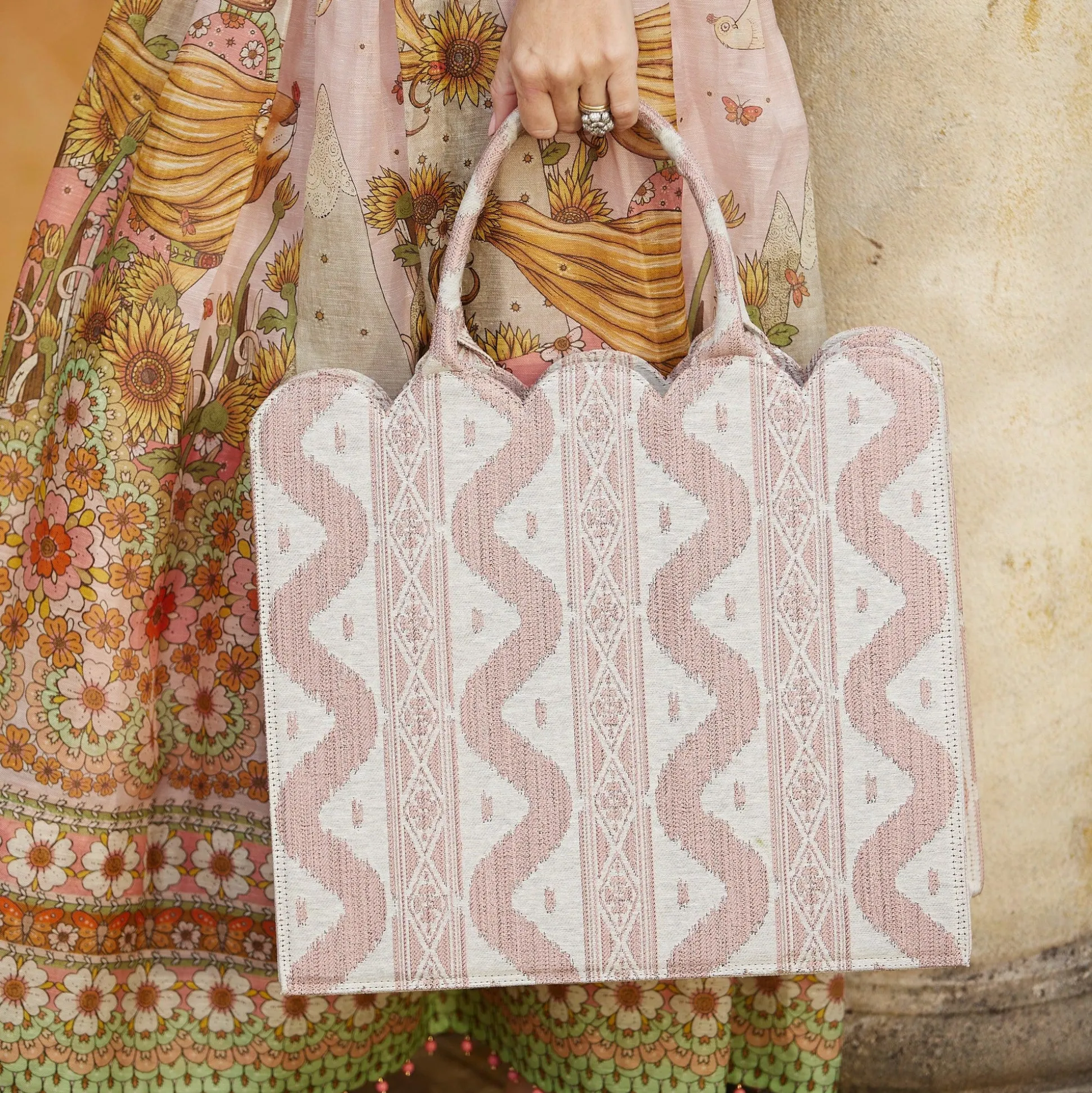 Mrs. Alice Tote Bag (Pink Ikat)
