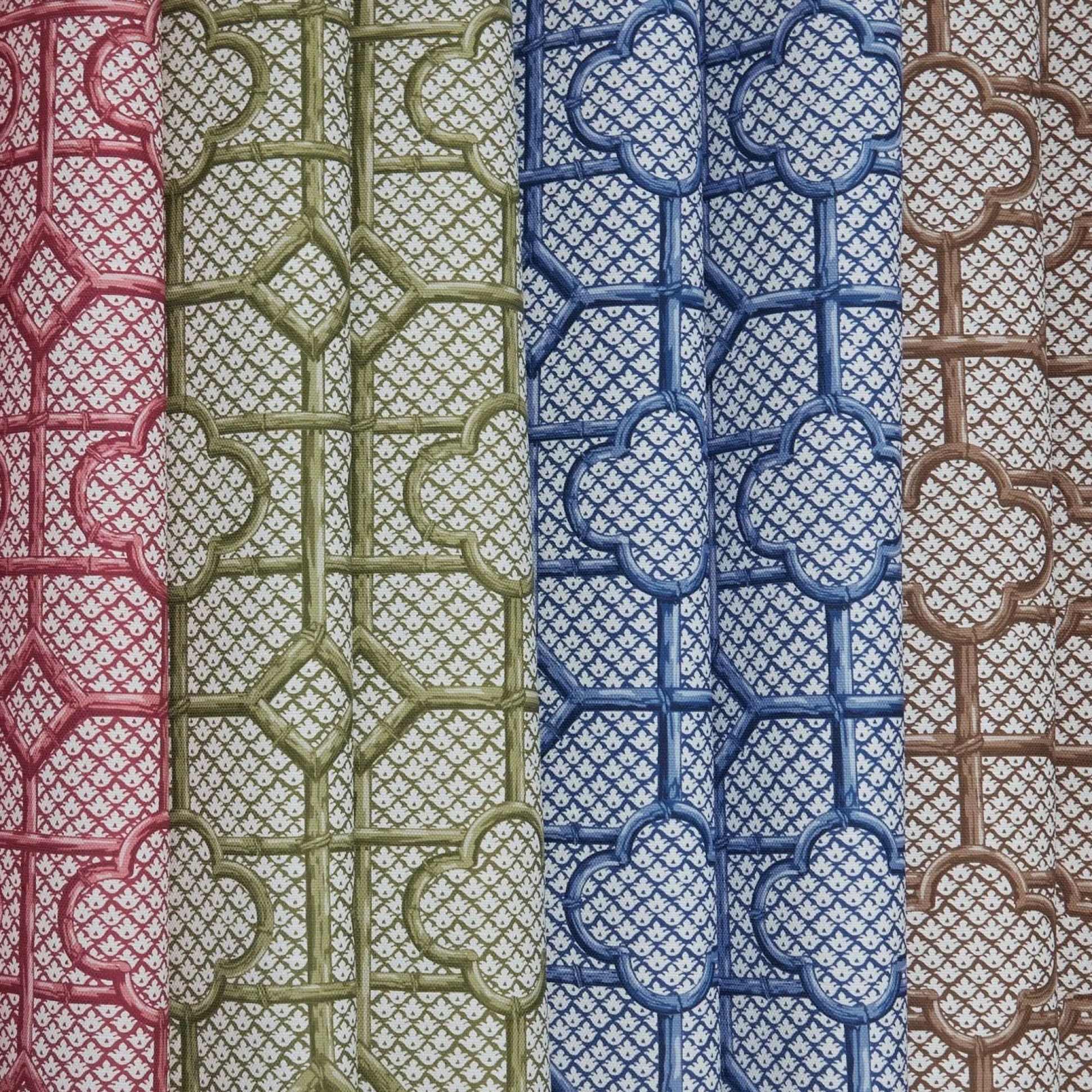 Olive Green Bamboo Trellis Fabric
