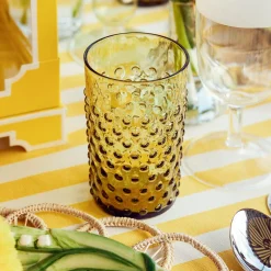 Olive Green Hobnail Glasses (Set Of 6)