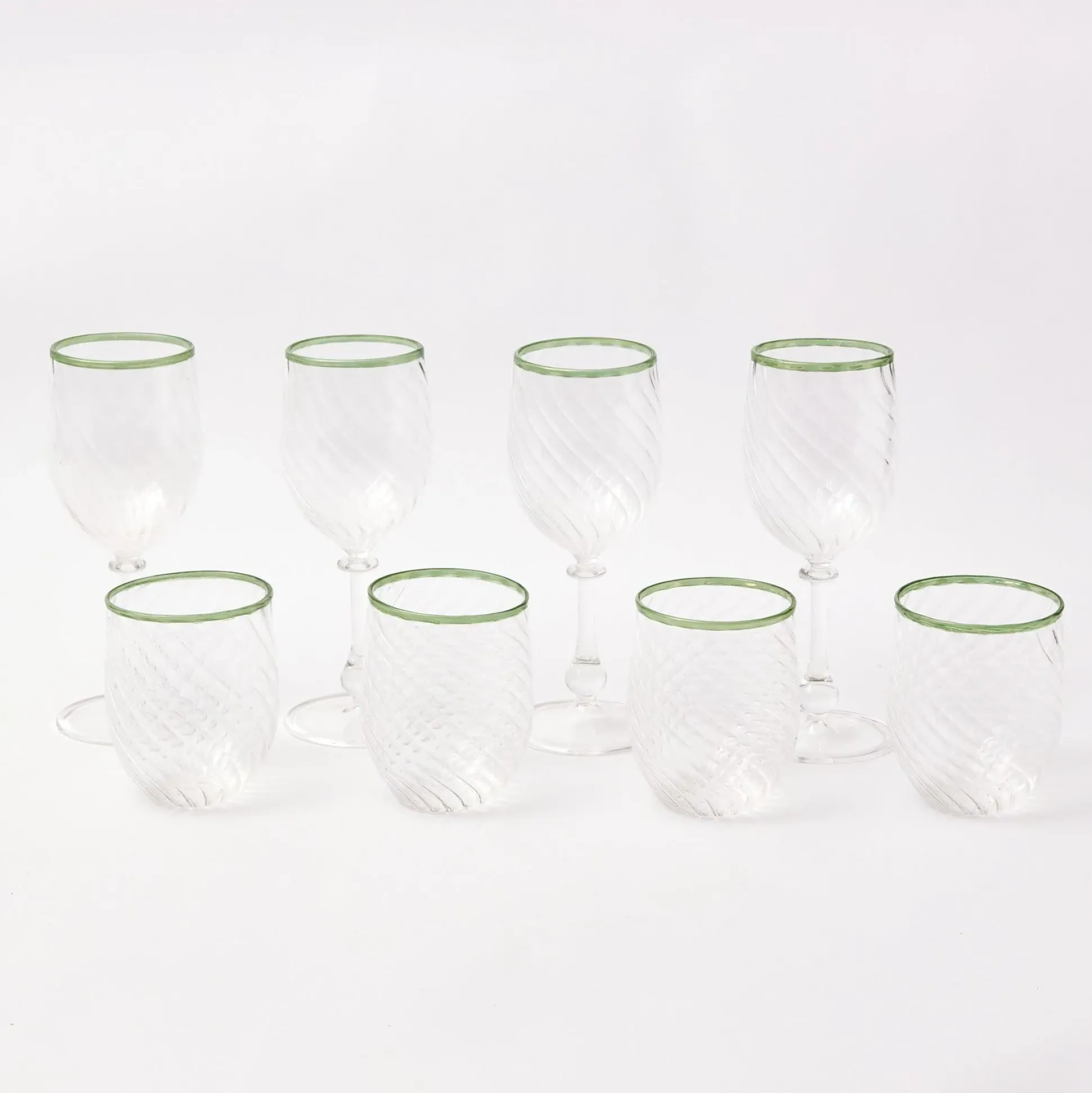 Olive Rim Swirl Glassware Set