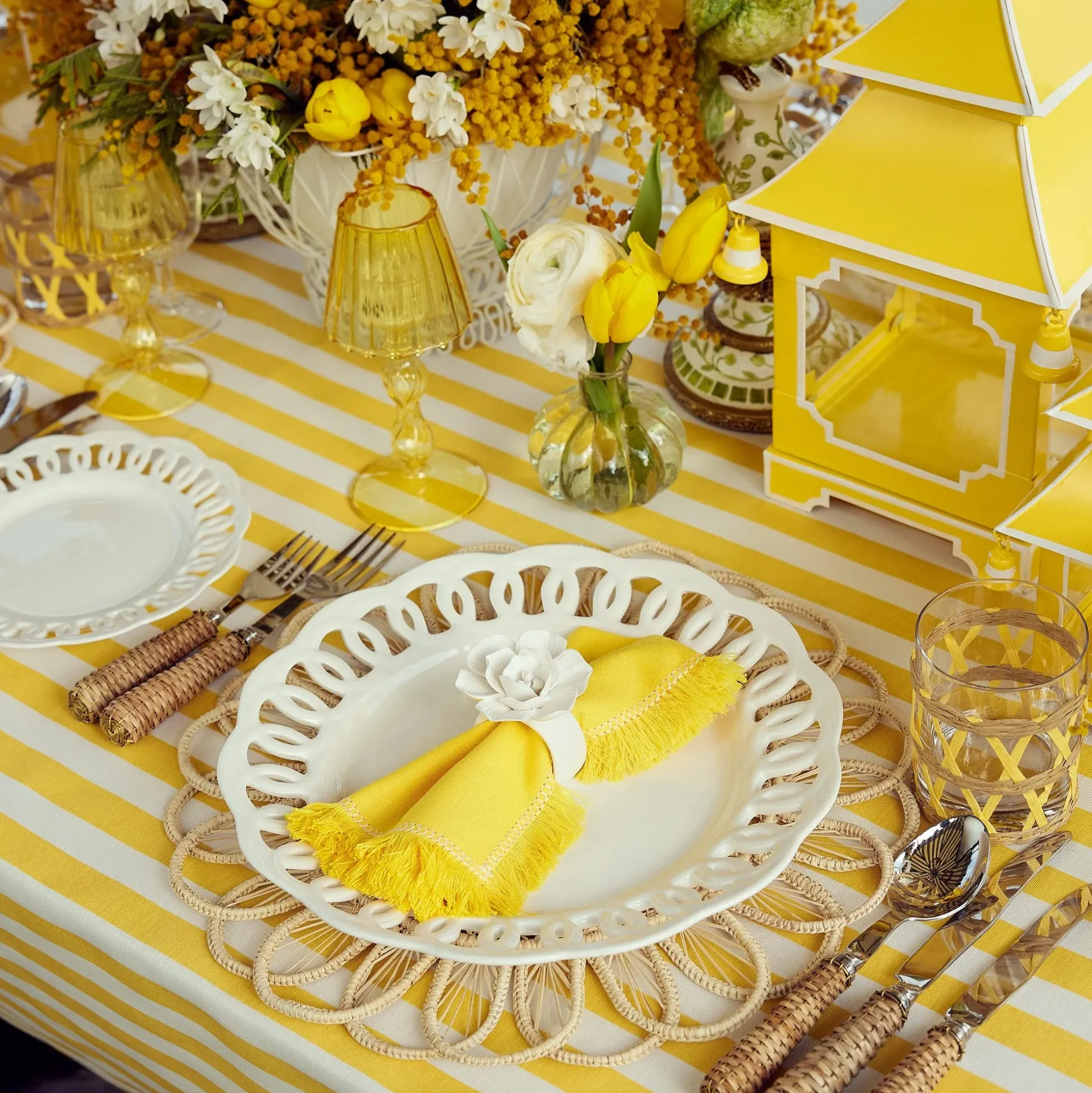 Passalacqua Yellow Stripe Tablecloth