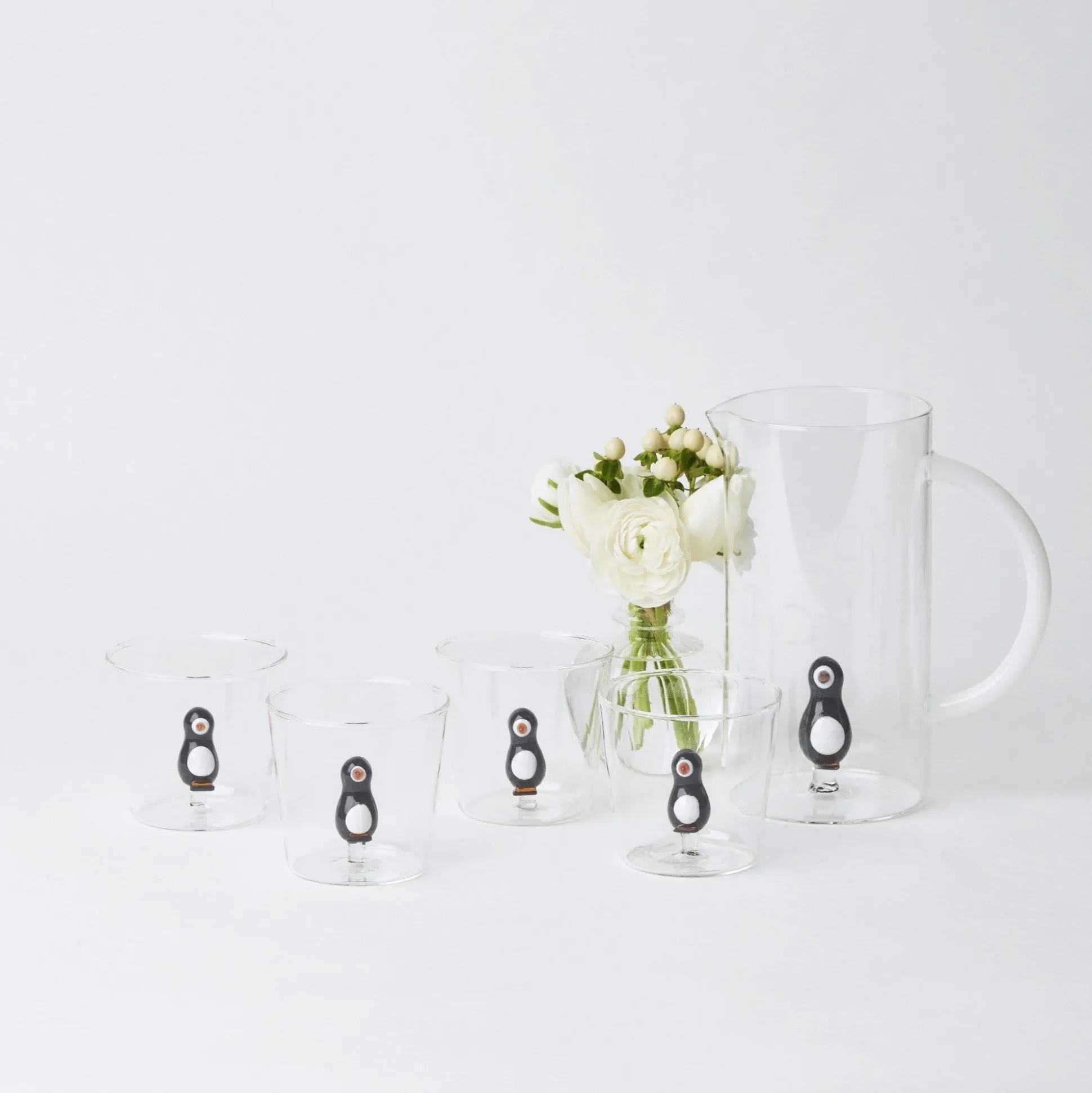 Penguin Water Glasses And Jug Set