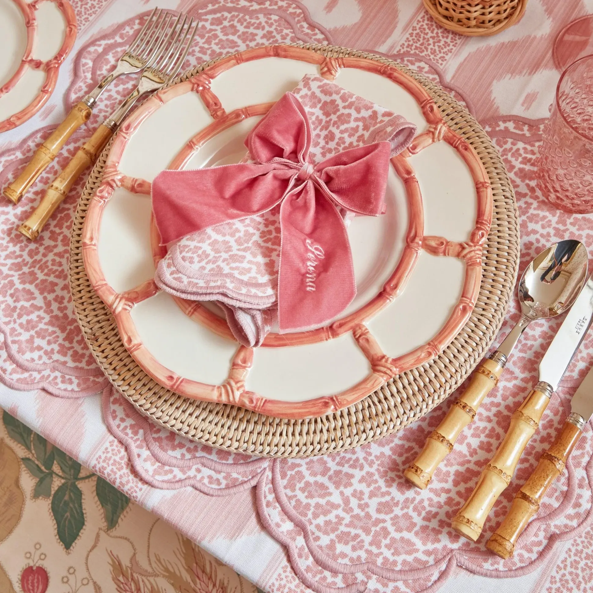 Personalised Dusty Pink Napkin Bow