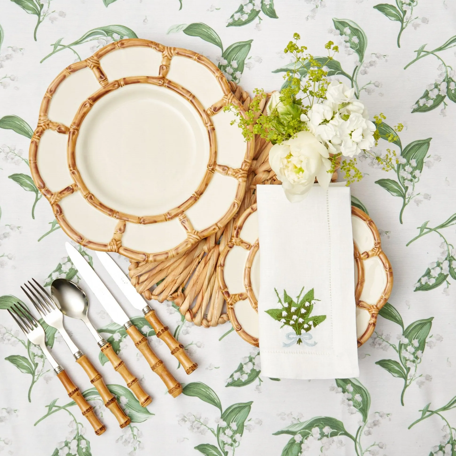 Petal Bamboo Ceramic Dinner Plate (Set Of 4)