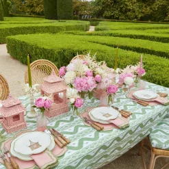Pink & Green Pagoda Dinner & Starter Plates (Set Of 8)