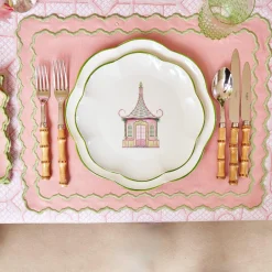 Pink & Green Pagoda Dinner Plate
