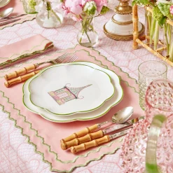 Pink & Green Pagoda Starter Plate (Set Of 4)