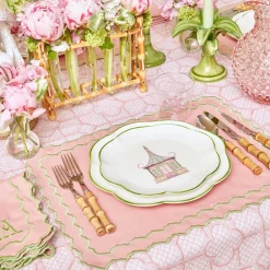 Pink & Green Pagoda Starter Plate (Set Of 4)