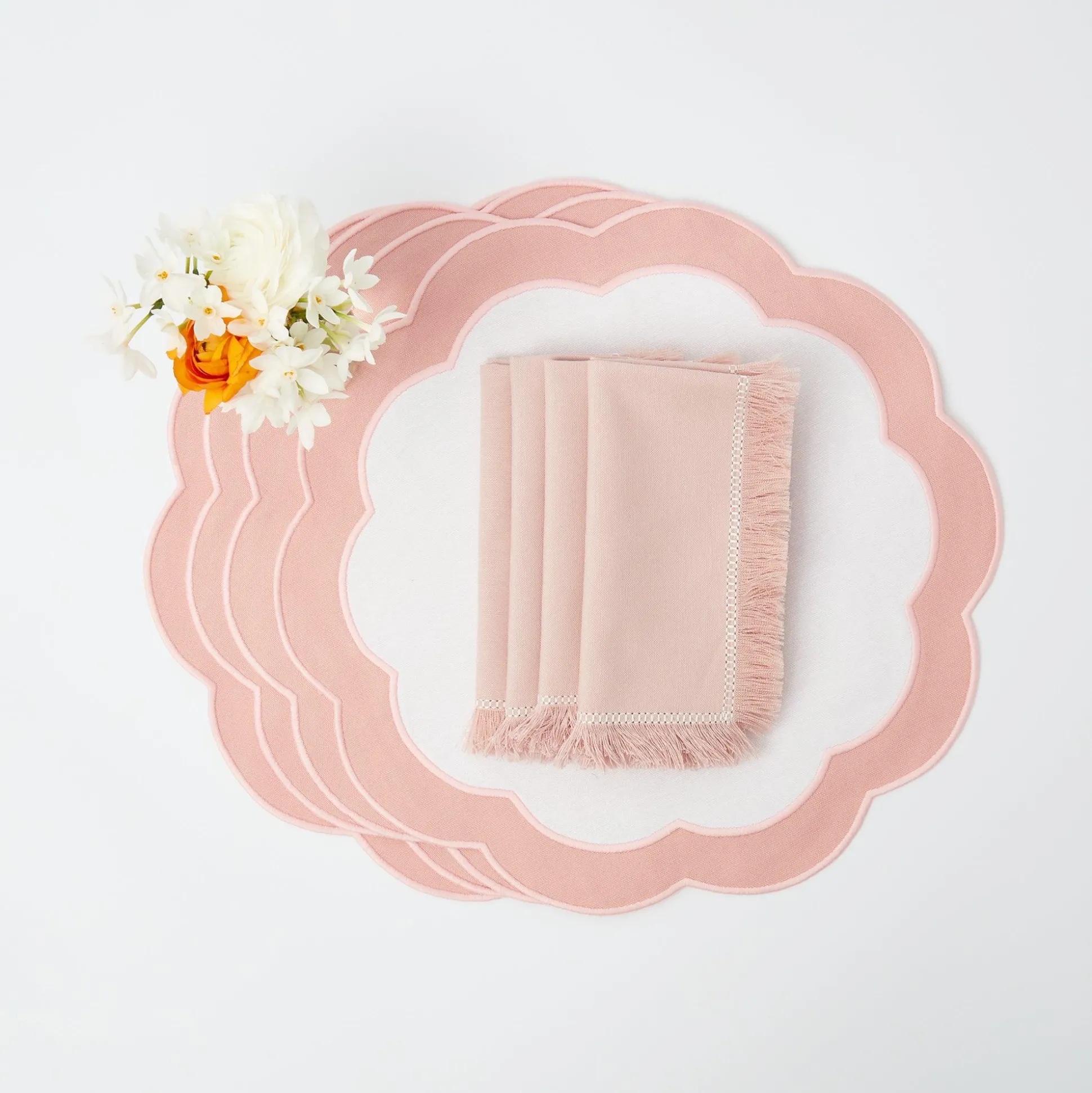 Pink Fringe Napkins (Set Of 4)