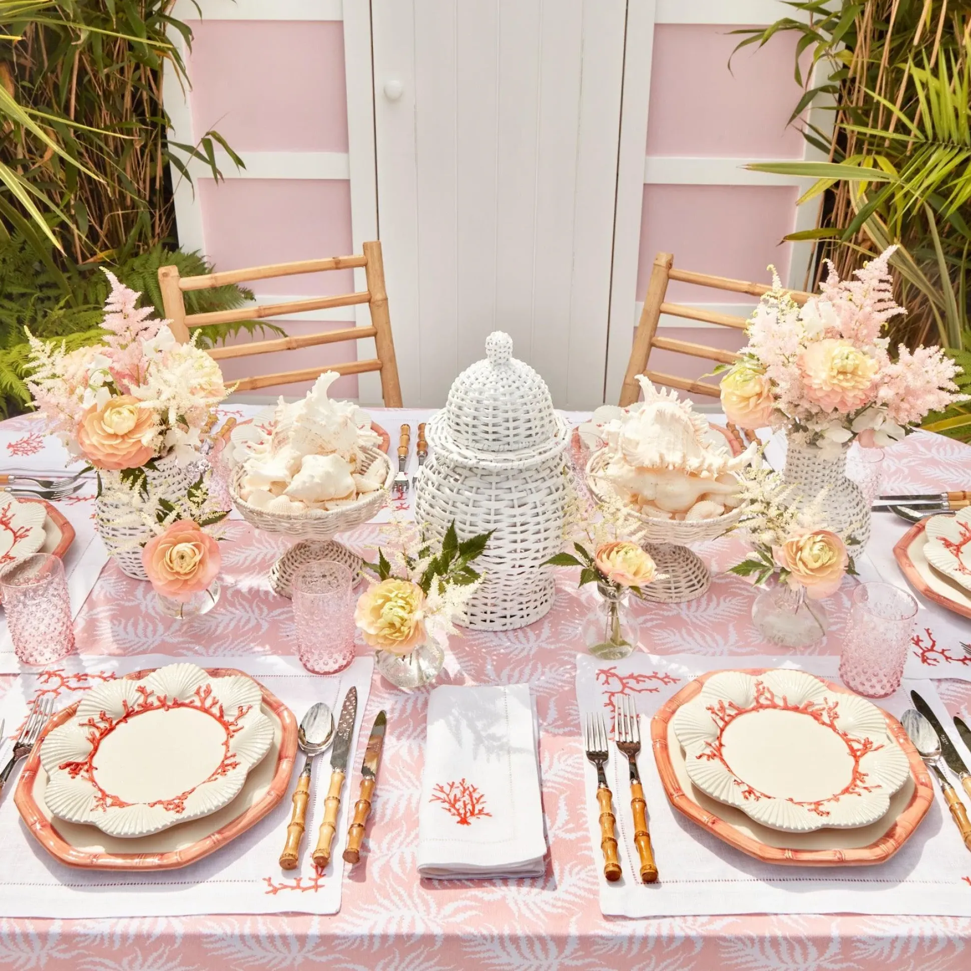 Pink Geometric Bamboo Dinner Plate (Set Of 4)