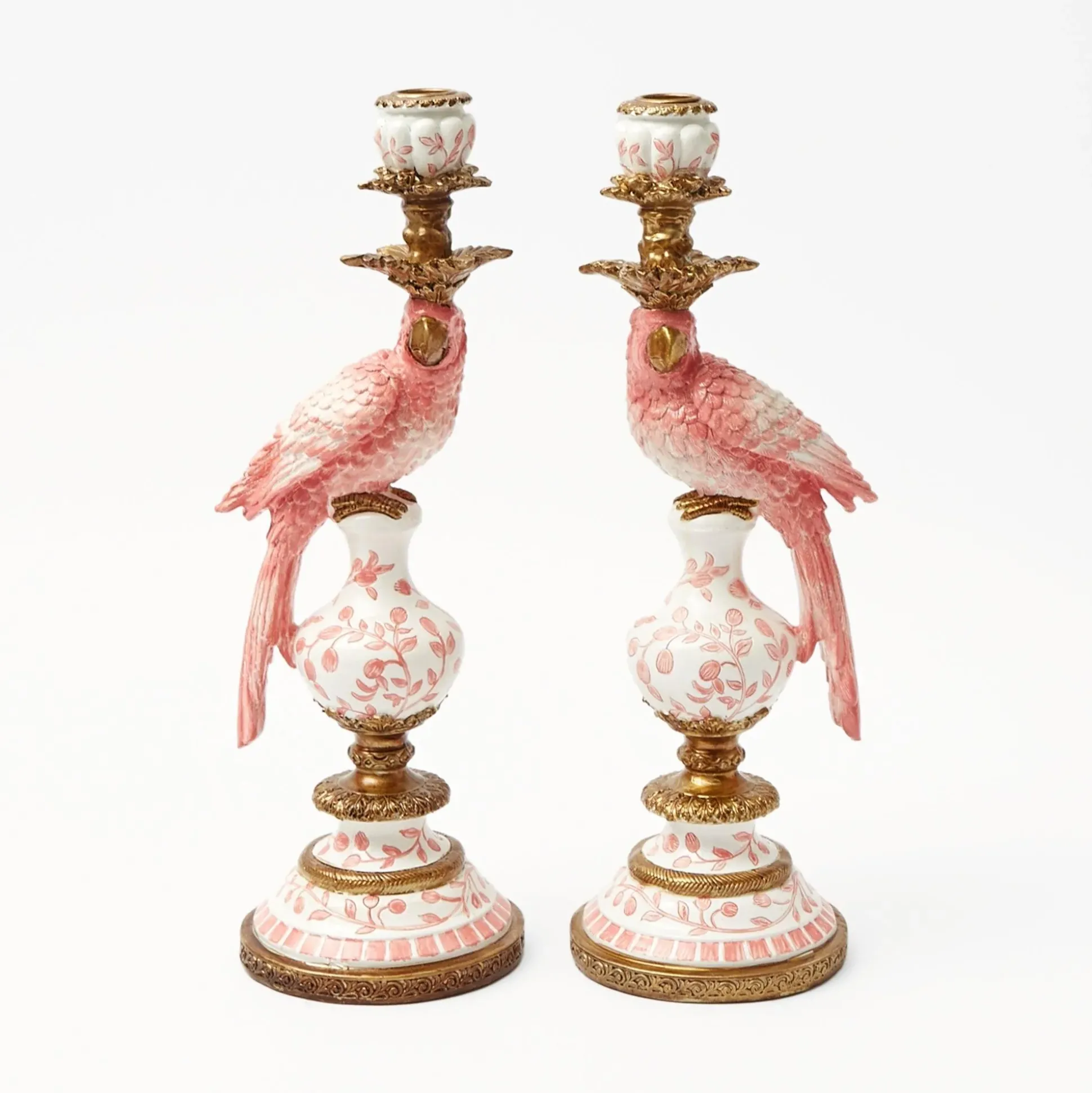 Pink Parrot Candle Holder (Pair)