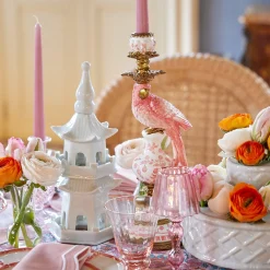 Pink Parrot Candle Holder (Pair)