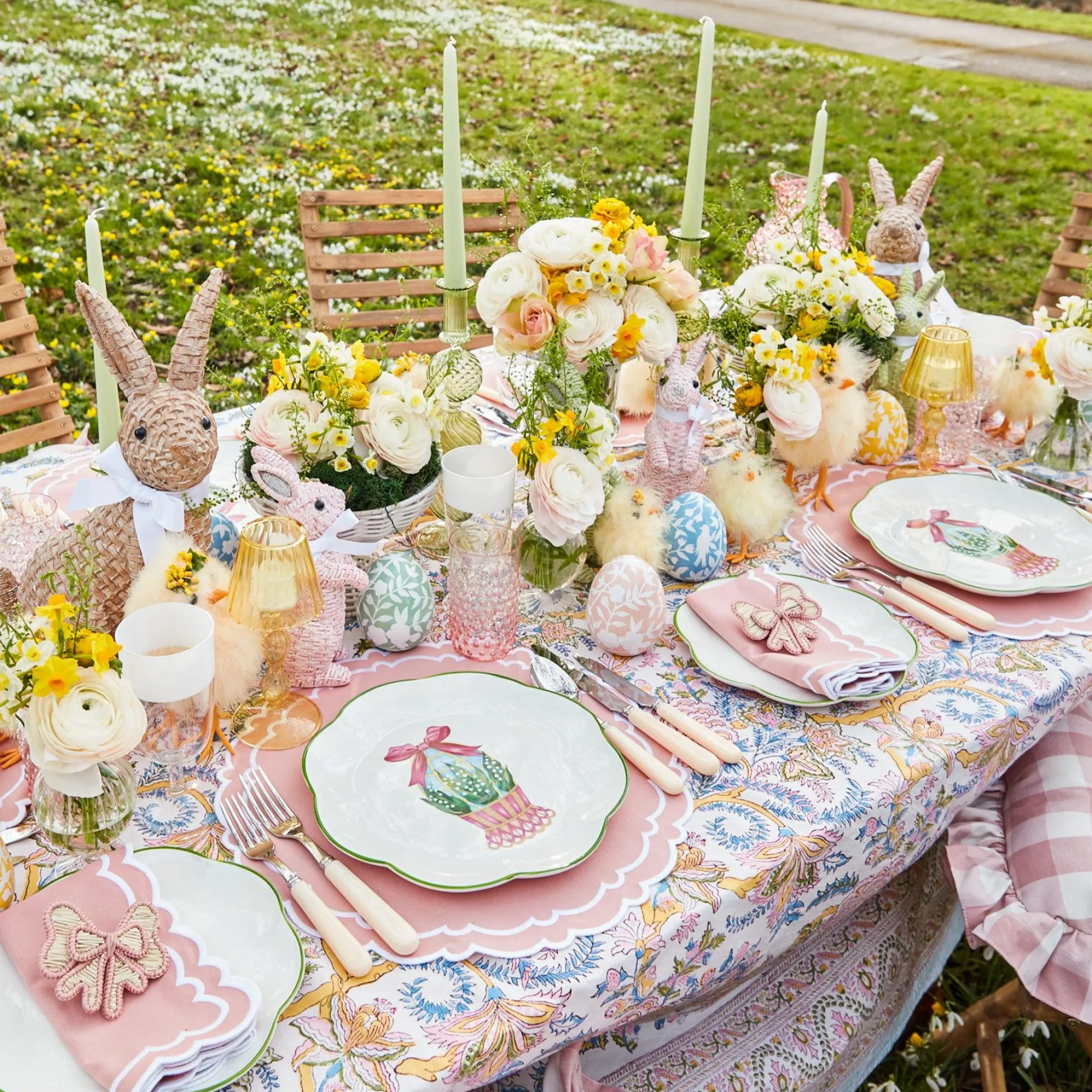 Pink Rattan Napkin Bow (Set Of 4)