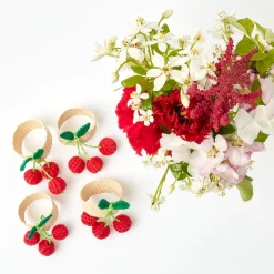 Raffia Cherry Napkin Holders (Set Of 4)