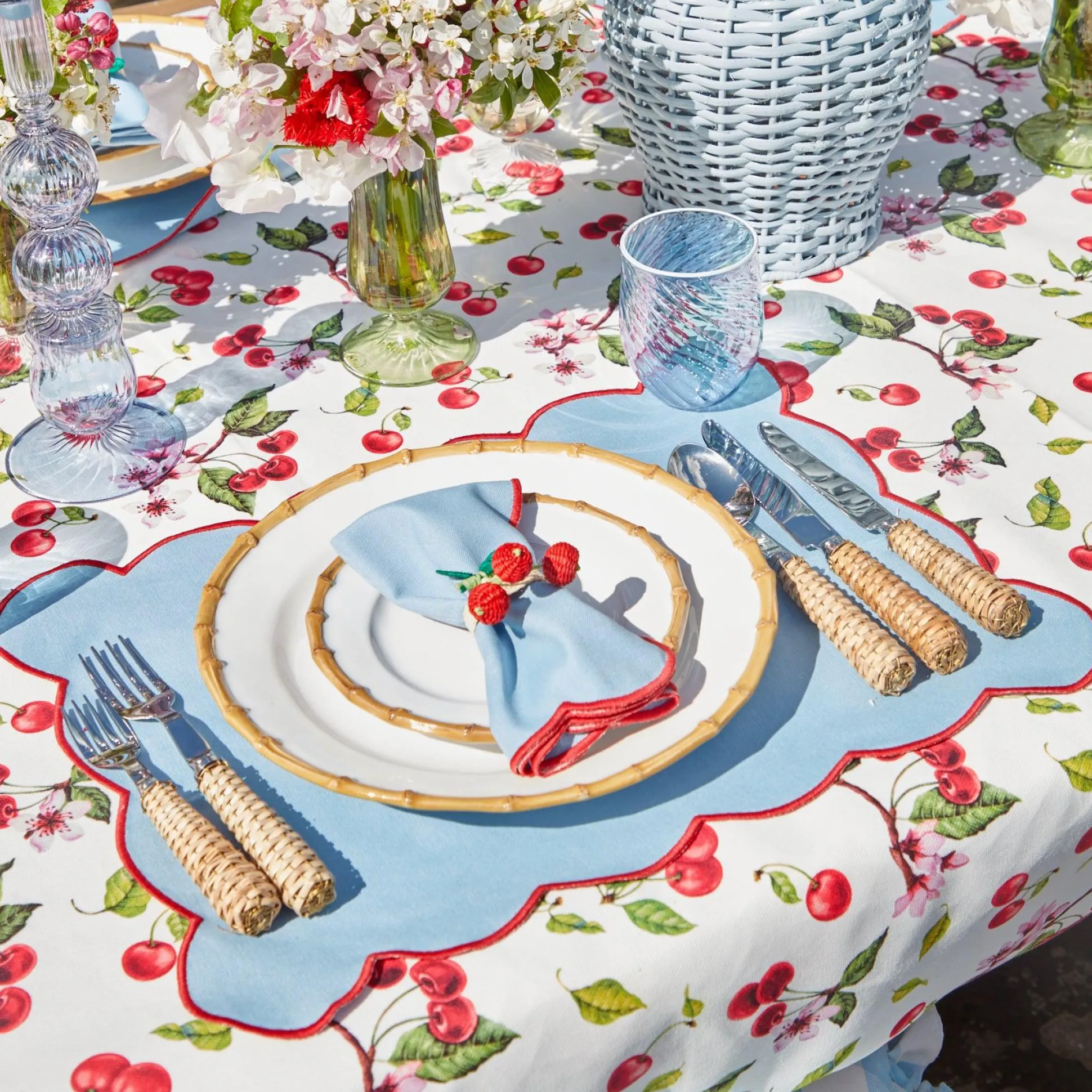 Raffia Cherry Napkin Holders (Set Of 4)