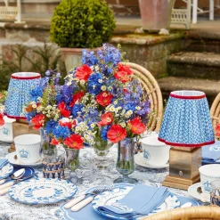 Rechargeable Lamp With Blue Lotus Lampshade