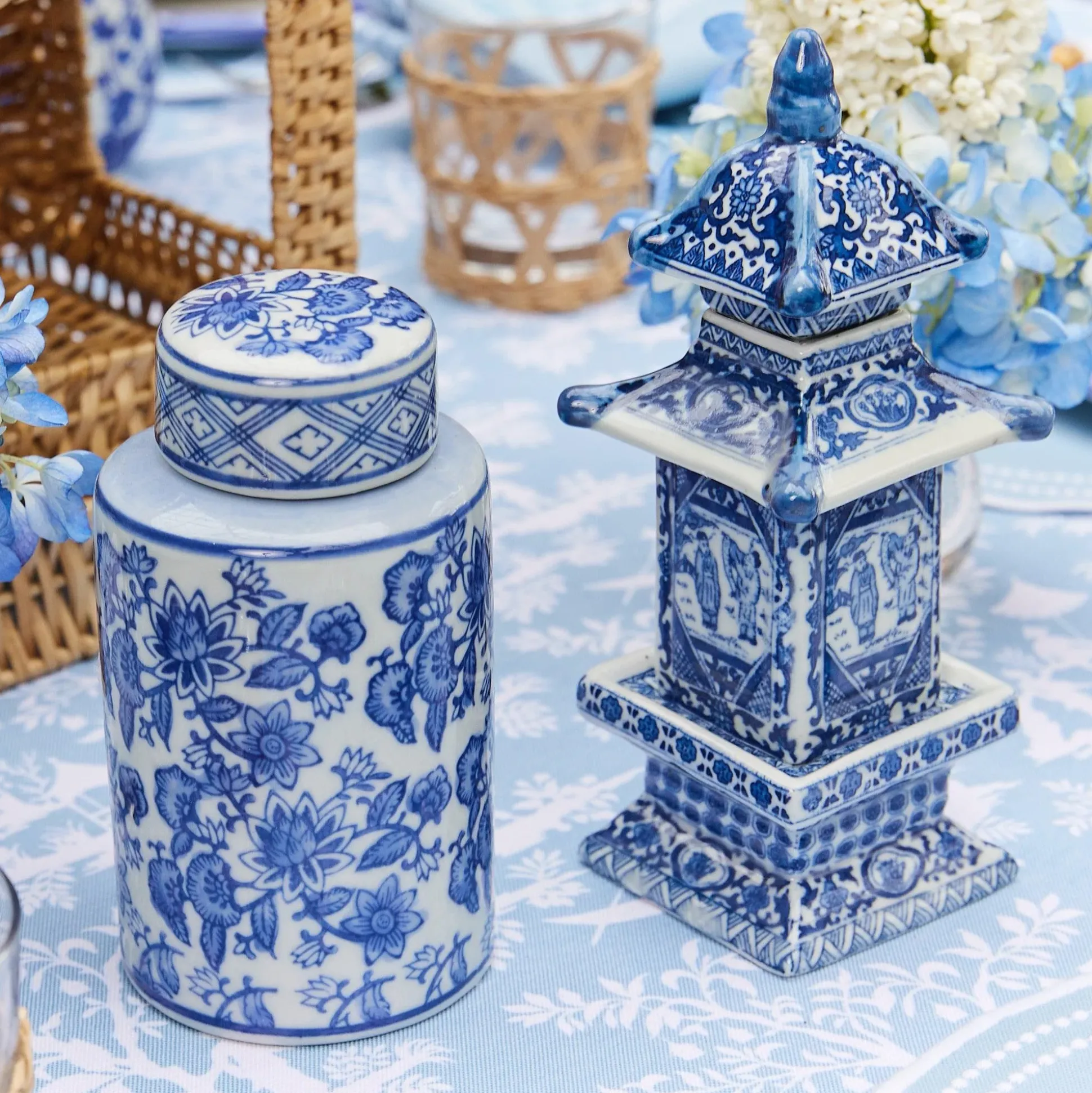 Round Chinoiserie Ginger Jars (Pair)