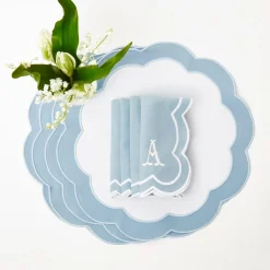 Serena Applique Blue Napkins (Set Of 4)