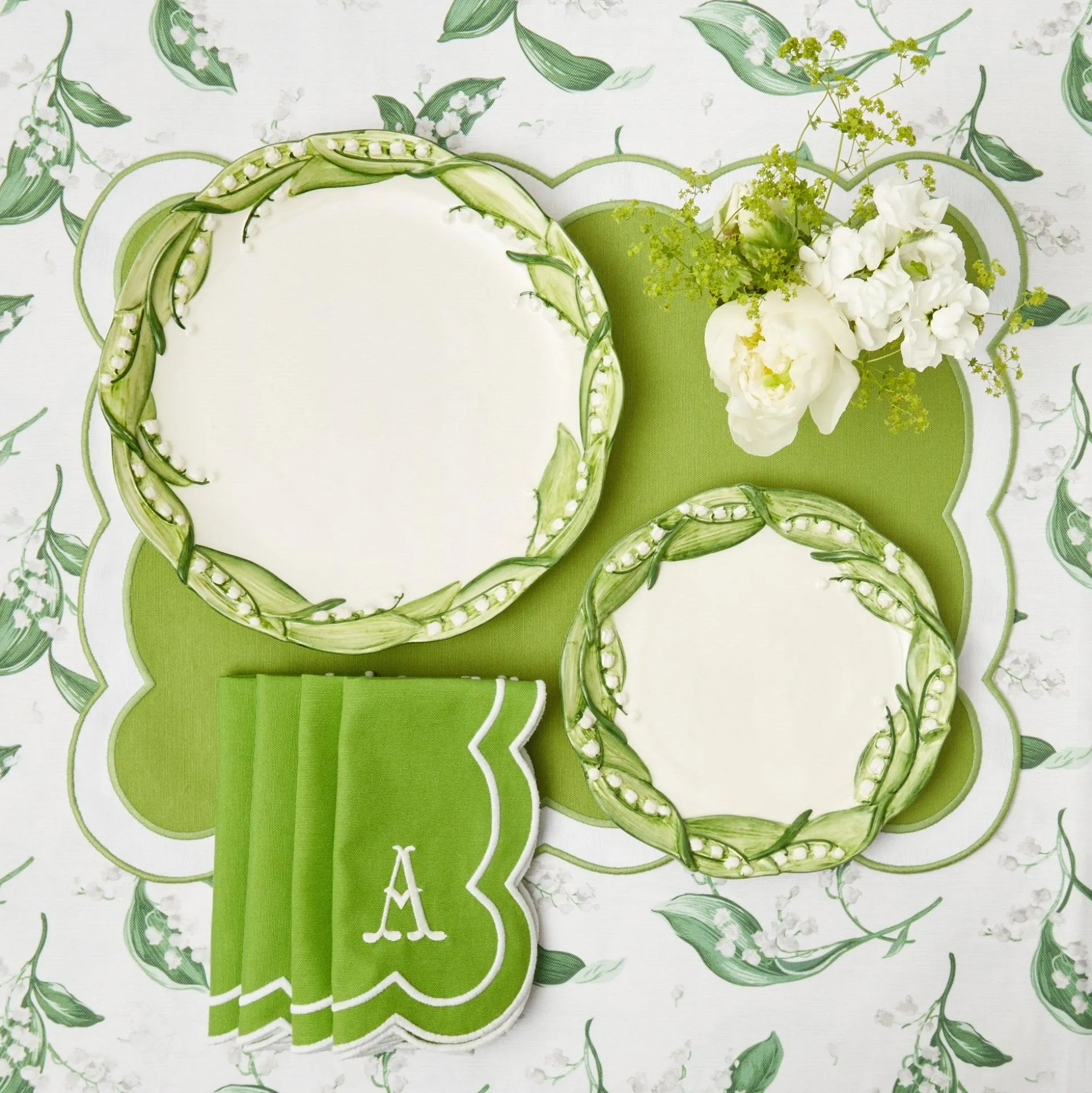 Serena Applique Green Placemats (Set Of 4)