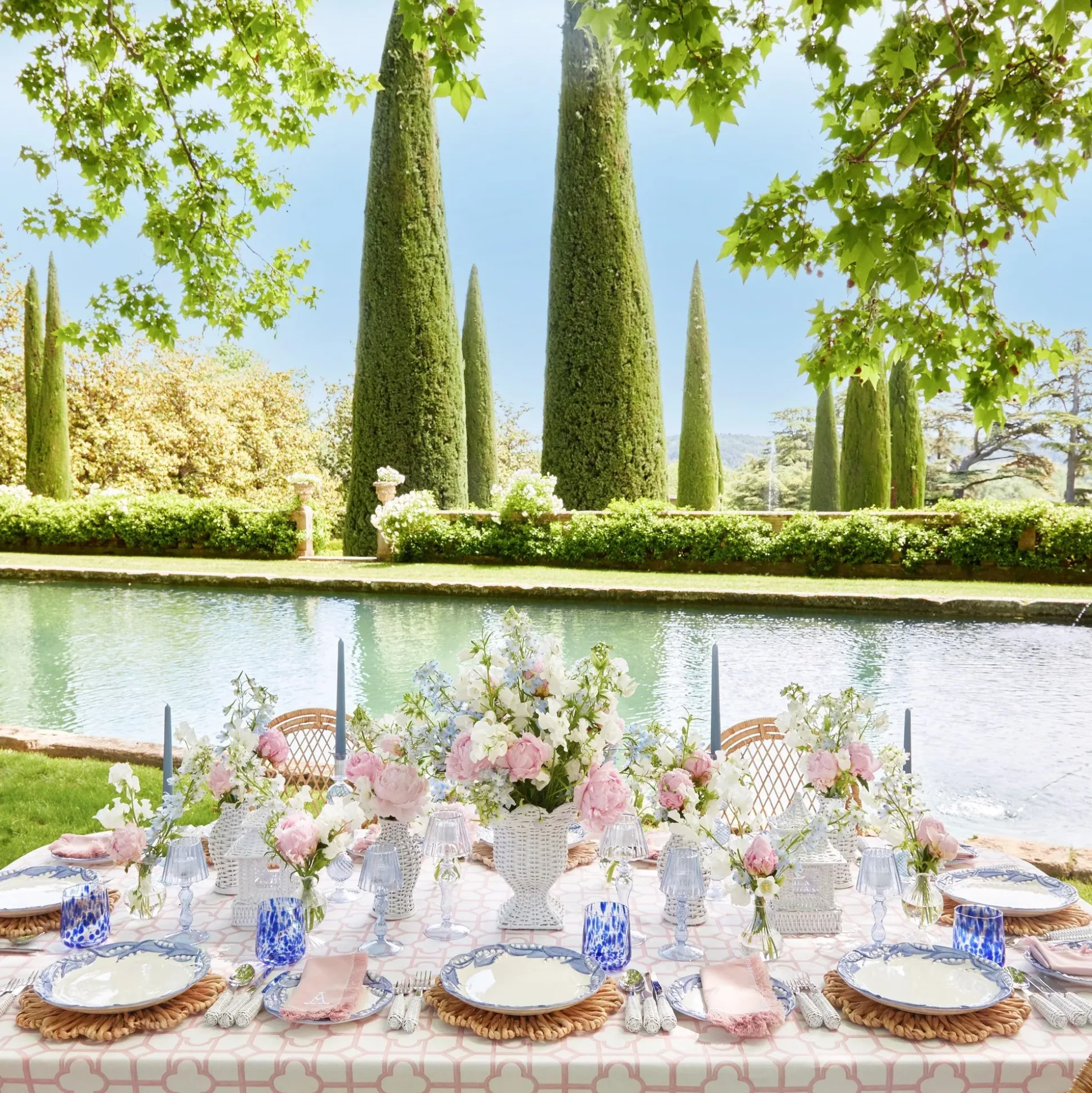 Small Camille Azure Candle Holders (Pair)