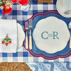 Strawberry White Linen Embroidered Napkins (Set Of 4)