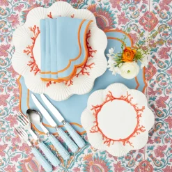Sylvie Blue & Orange Napkins (Set Of 4)
