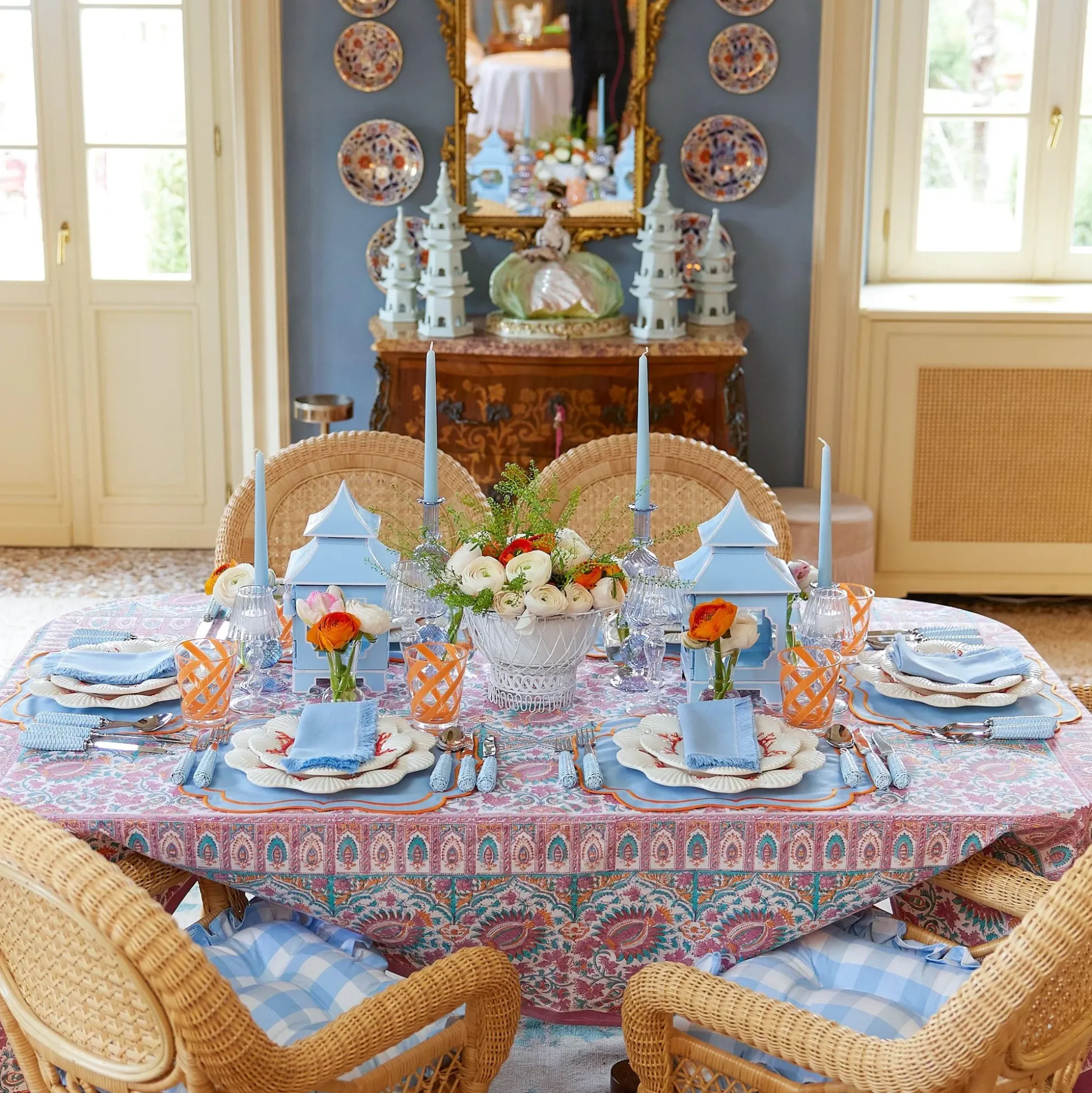 Sylvie Blue & Orange Placemats (Set Of 4)