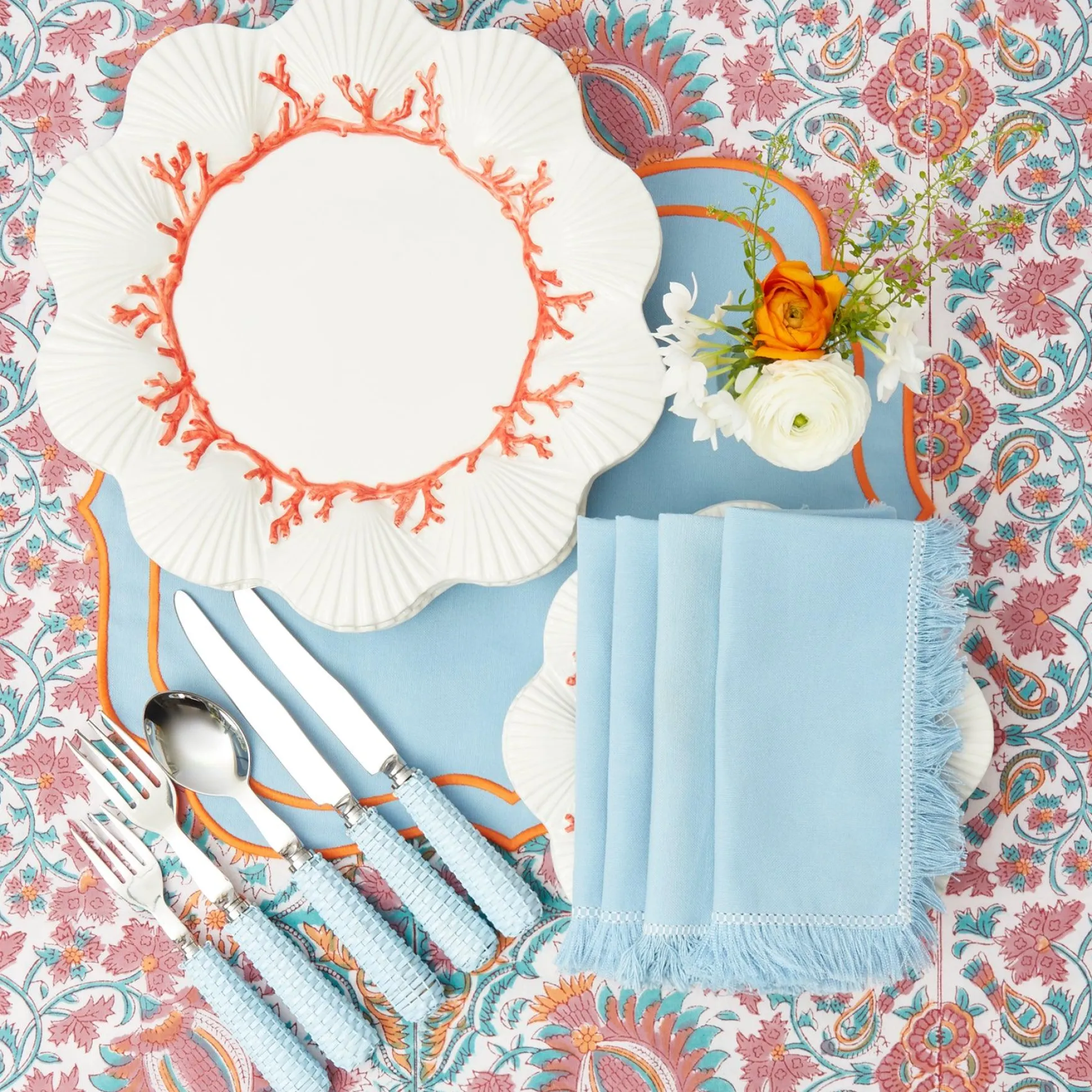 Sylvie Blue & Orange Placemats (Set Of 4)