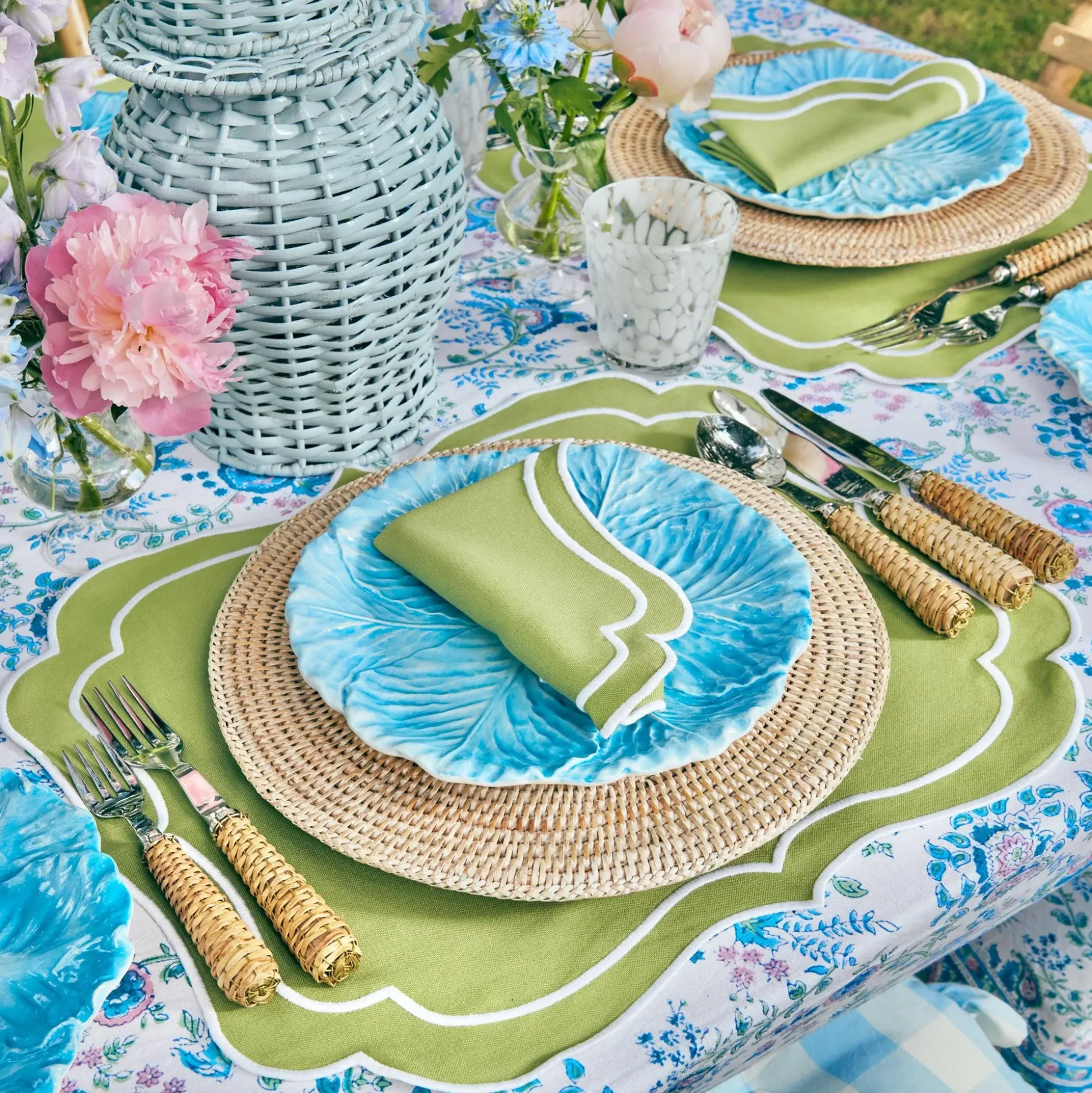 Sylvie Green Embroidered Napkins (Set Of 4)
