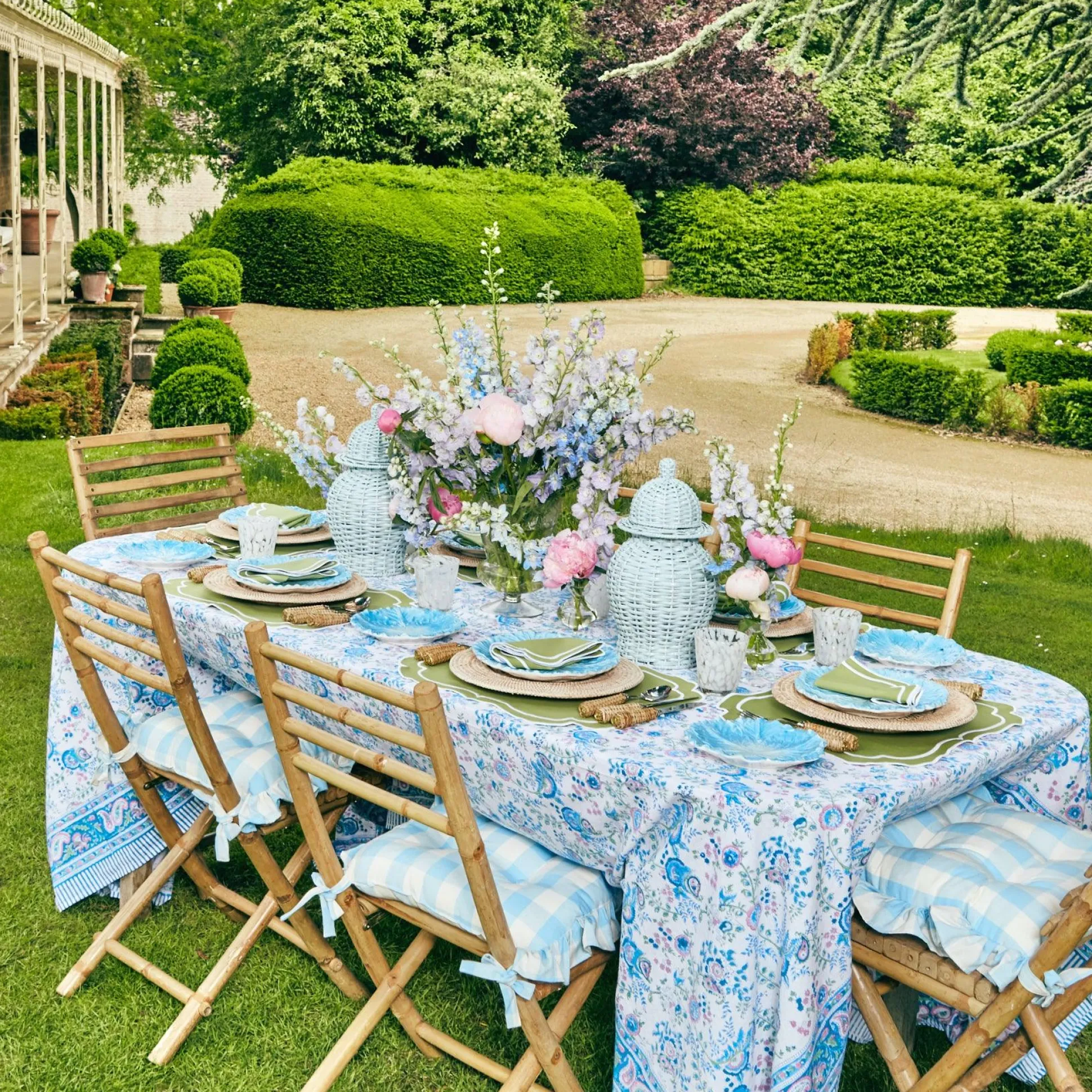 Sylvie Green Embroidered Placemats & Napkins (Set Of 4)