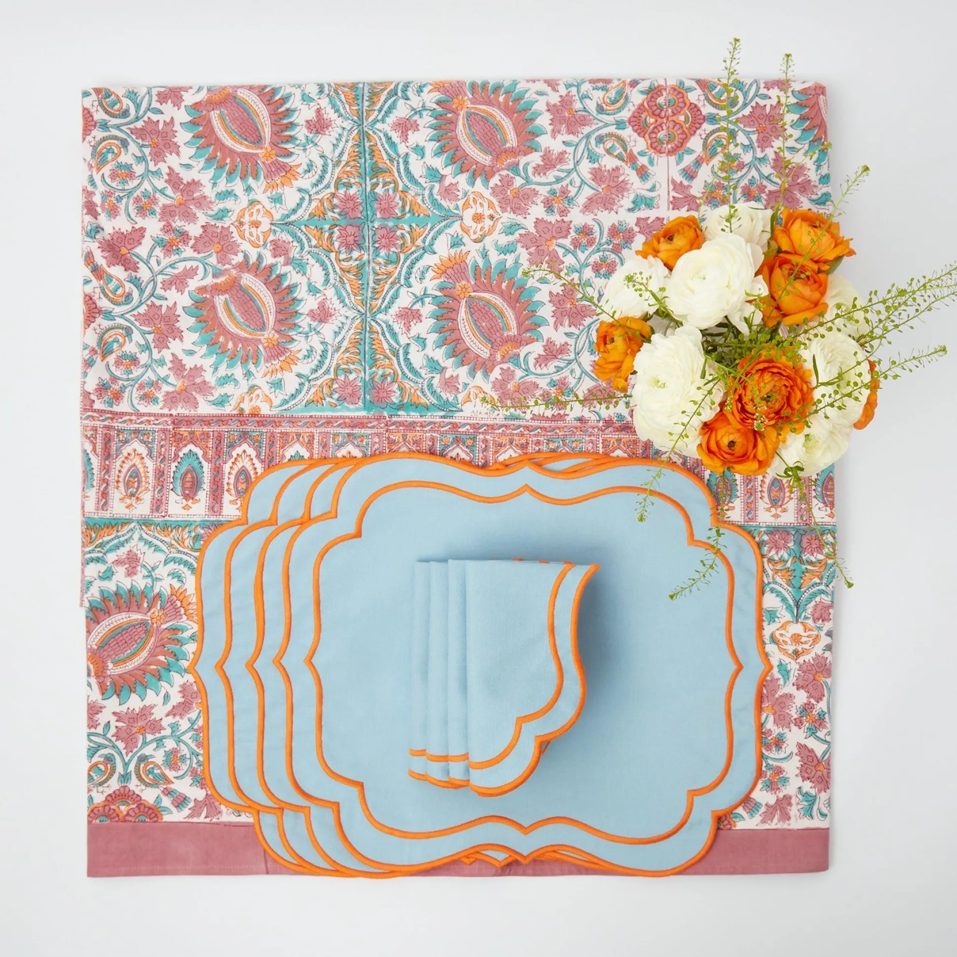 Valentina & Sylvie Blue/Orange Linen Set