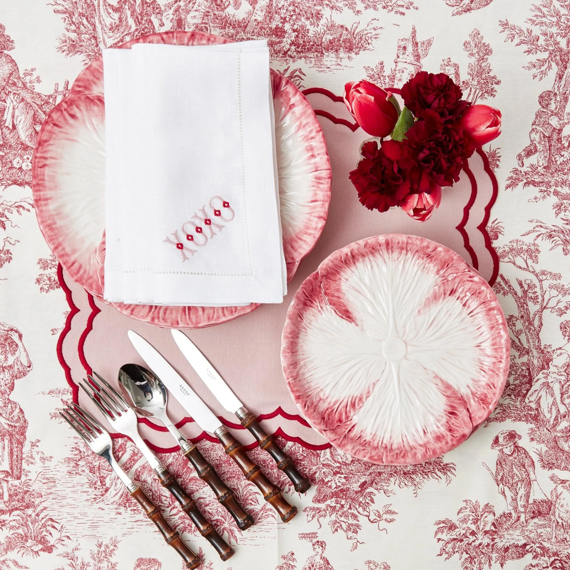 White Linen Xoxo Napkins (Set Of 4)