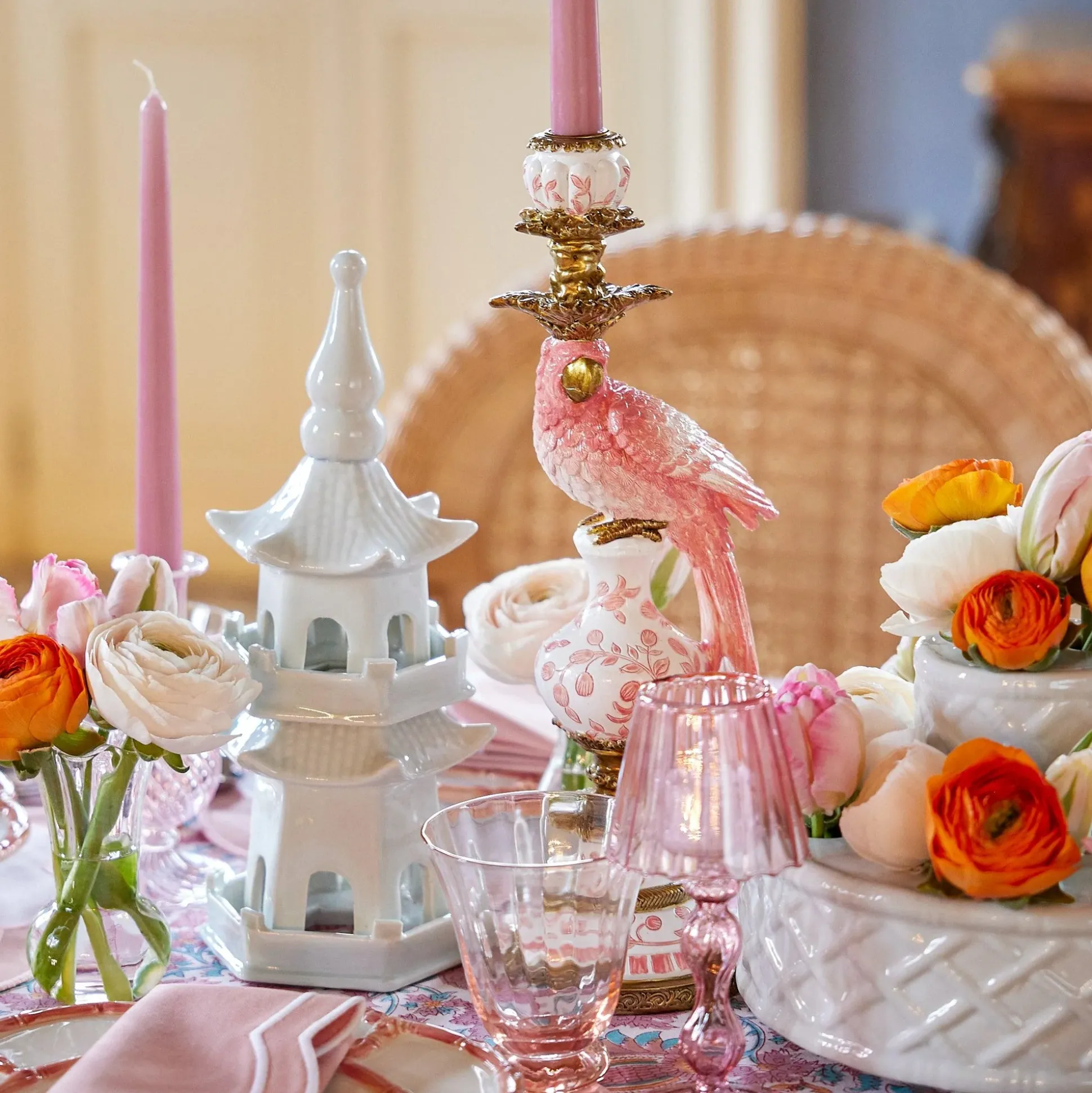 White Porcelain Pagoda Decoration Set