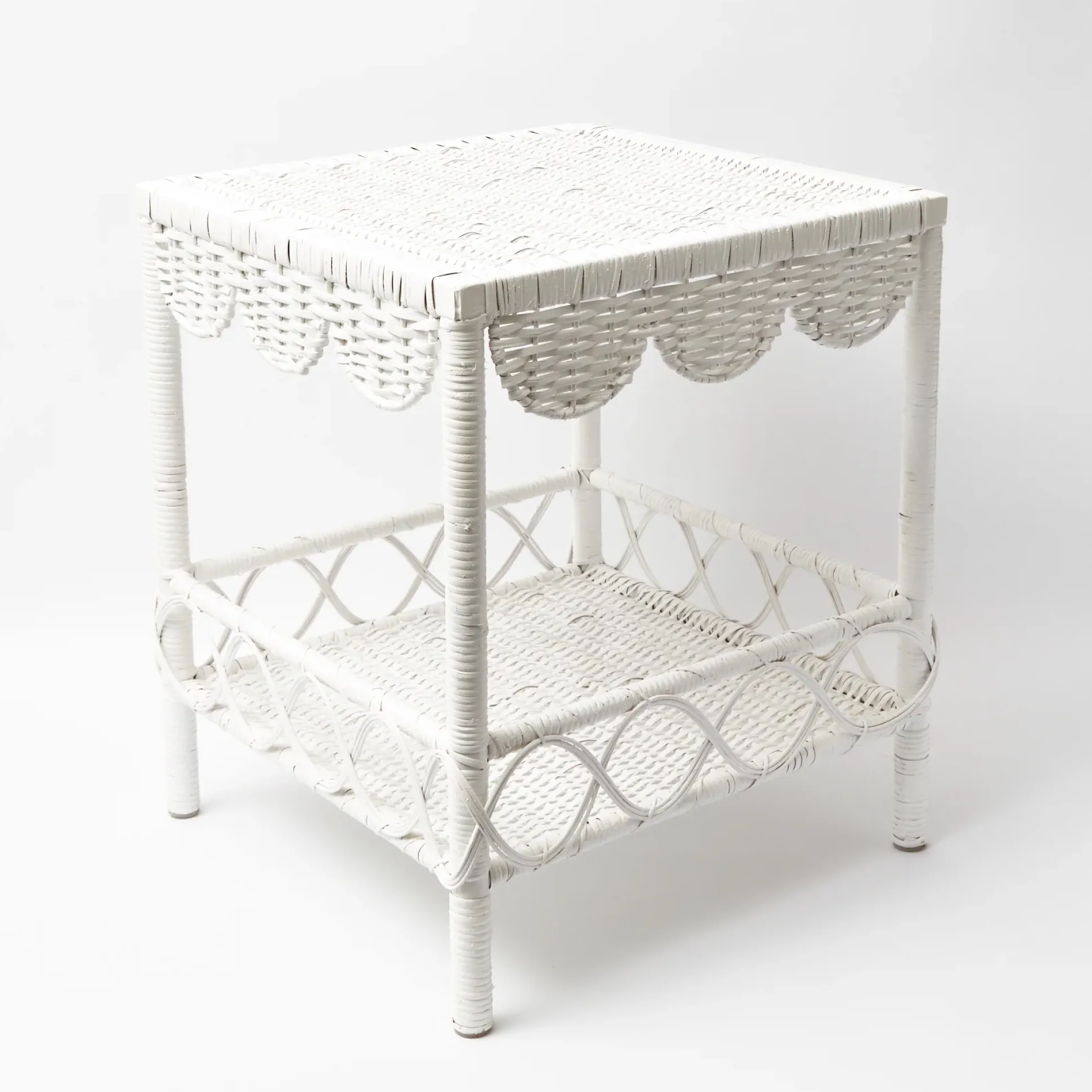 White Rattan Outdoor Side Table