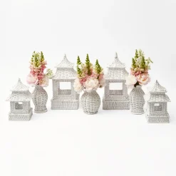 White Rattan Vase (Set Of 3)