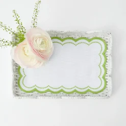 White Small Scalloped Rattan Tray