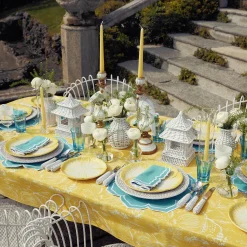 Yellow Melograno & Fleur Turquoise Linen Set
