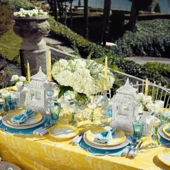 Yellow Melograno & Fleur Turquoise Linen Set